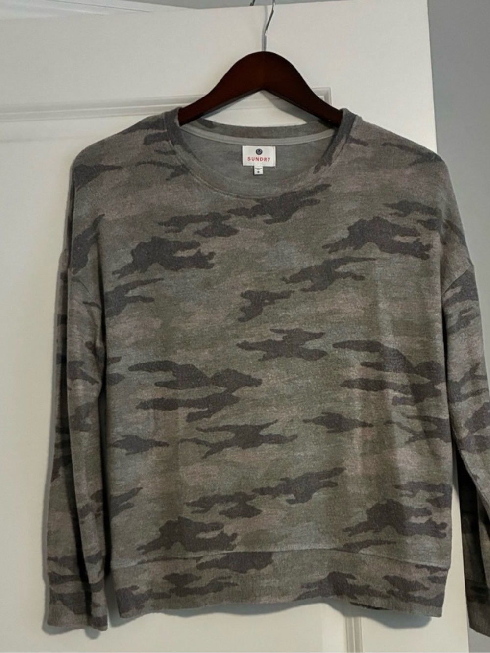Sundry Brushed Fleece Camo Pullover